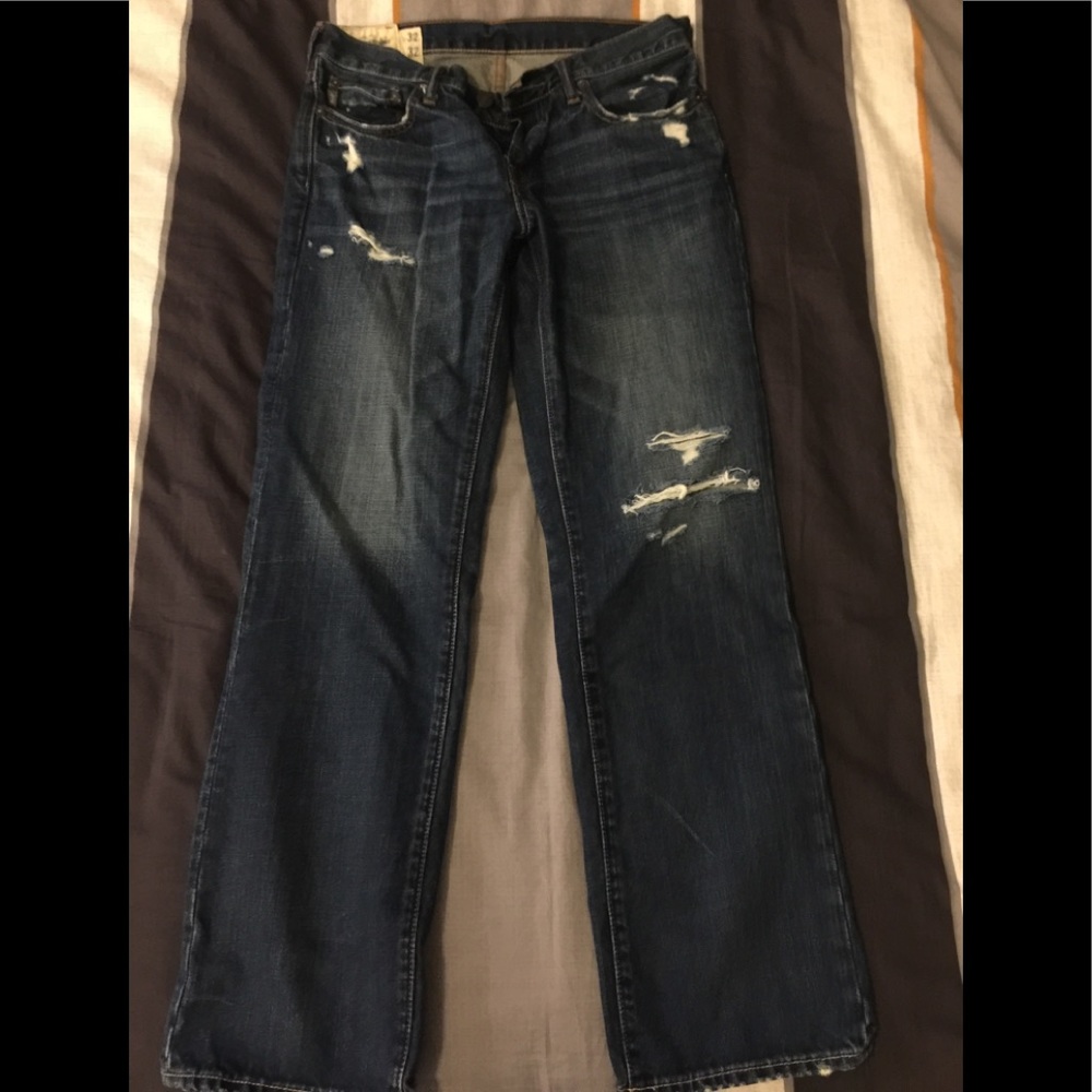 Abercrombie & Fitch Distressed Straight Leg Jeans